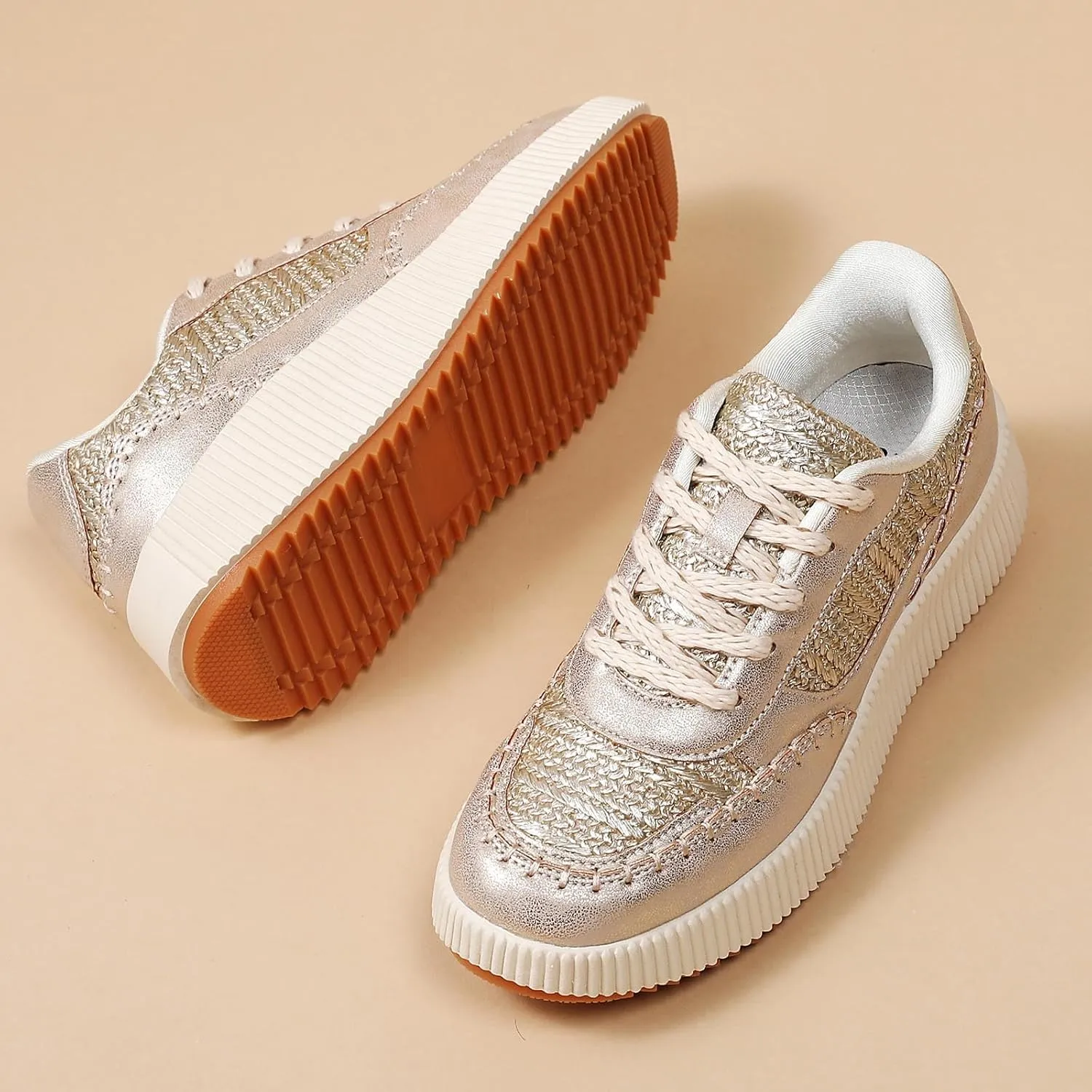 Meidiastra Women's Platform Fashion Sneakers Casual Chunky Low Top City Walking Shoes Lace UP Dolen Sneaker 2024 Orthopedic Walking Shoes with Plantar Fasciitis