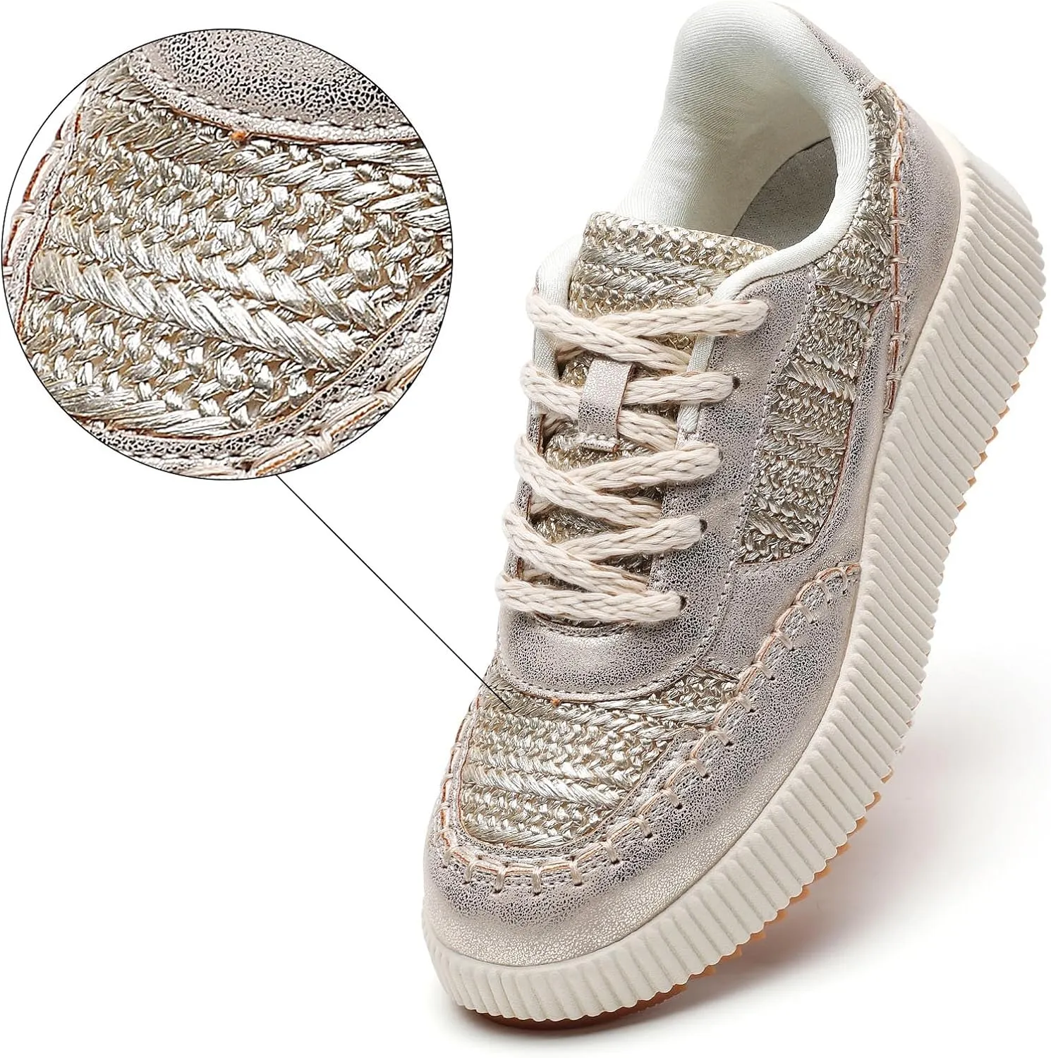 Meidiastra Women's Platform Fashion Sneakers Casual Chunky Low Top City Walking Shoes Lace UP Dolen Sneaker 2024 Orthopedic Walking Shoes with Plantar Fasciitis