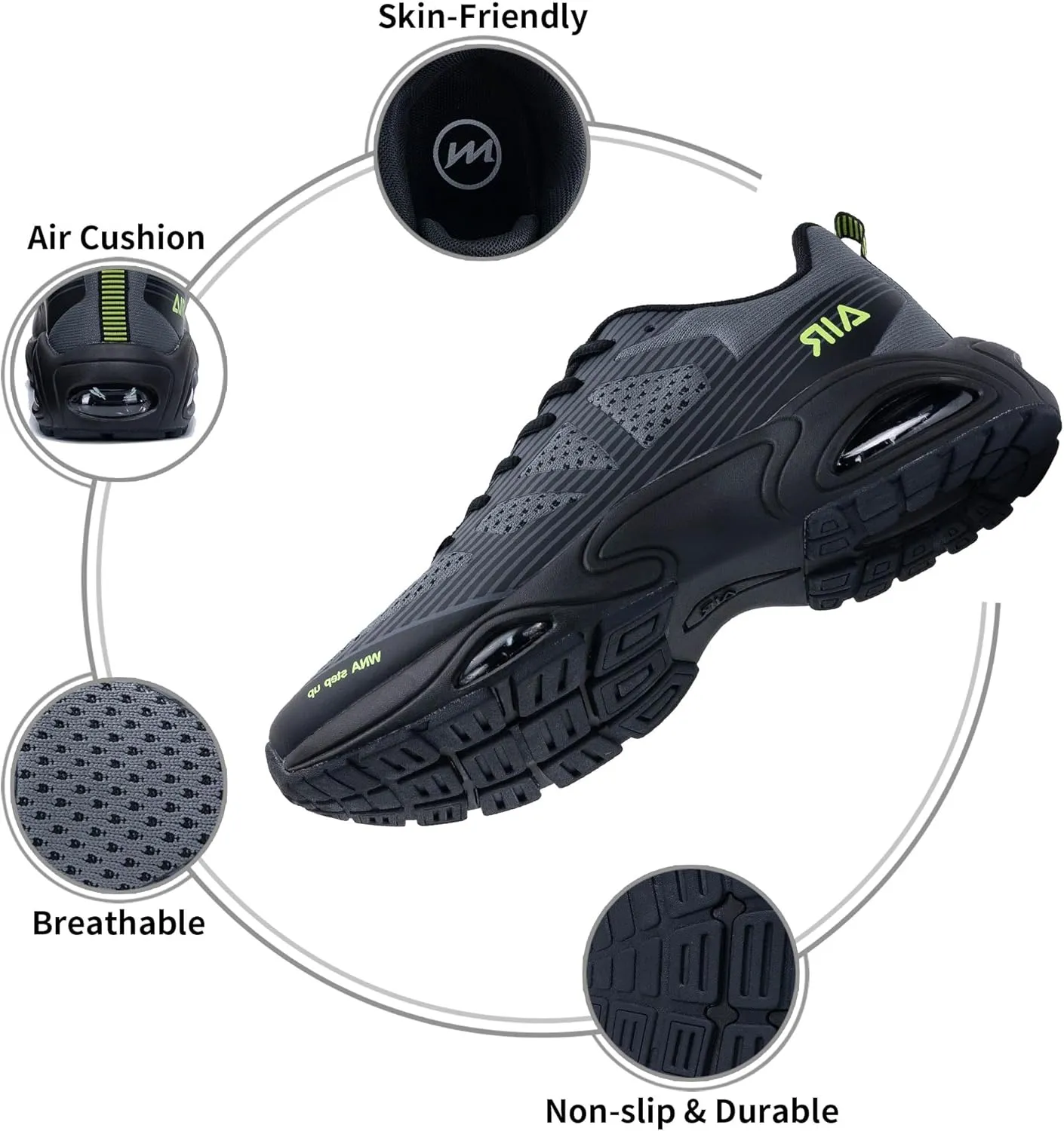 Mens Air Running Shoes Tennis Athletic Sneakers Lightweight Breathable Non Slip Walking Jogging Workout Gym Sports Footwear US 7-13