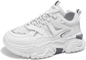 Men's Fashionable Chunky Sneakers - Breathable Mesh & Leather Upper, Trendy Design for Casual Wear