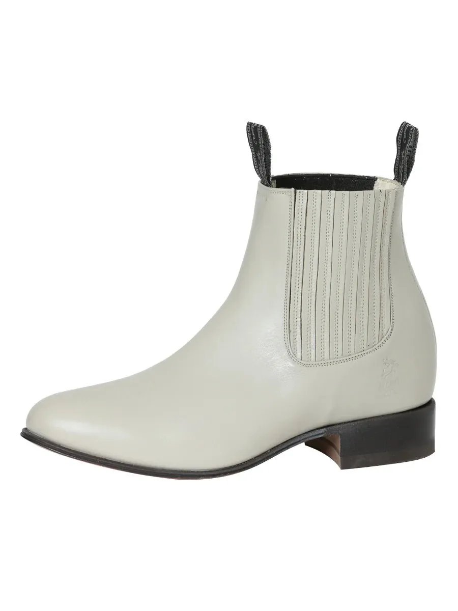 Men's Genuine Deer Leather Classic Pull-On Ankle Boots 'El Canelo' Oyster 233