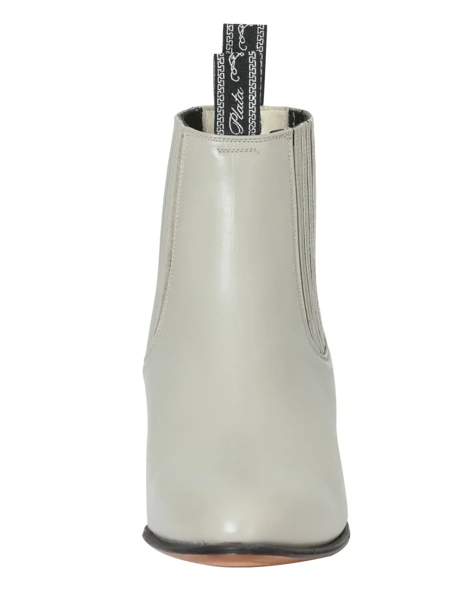 Men's Genuine Deer Leather Classic Pull-On Ankle Boots 'El Canelo' Oyster 233