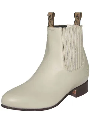 Men's Genuine Deer Leather Classic Pull-On Ankle Boots 'El Canelo' Oyster 233