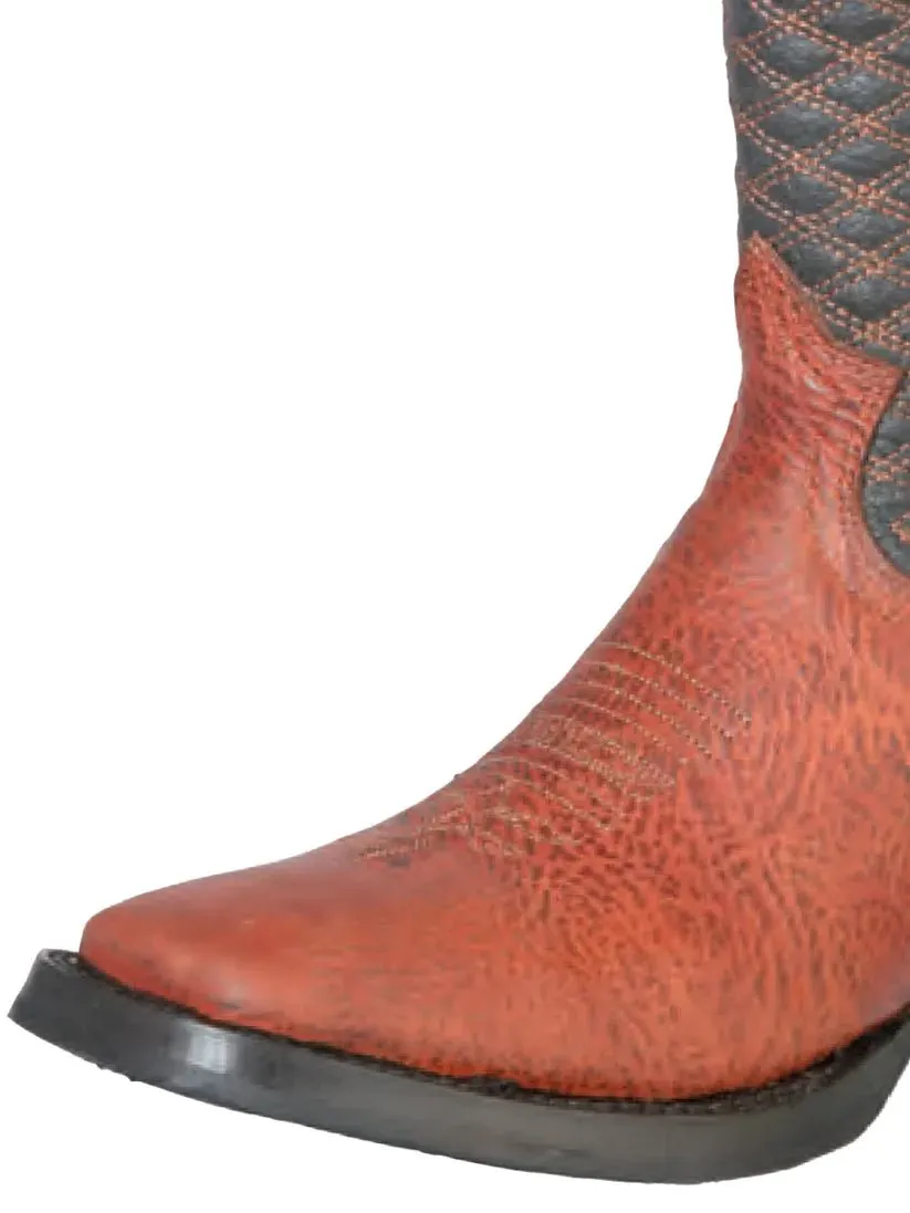 Men's Genuine Leather Shoulder Classic Western Cowboy Boots 'Buffalo & Bull' 126240
