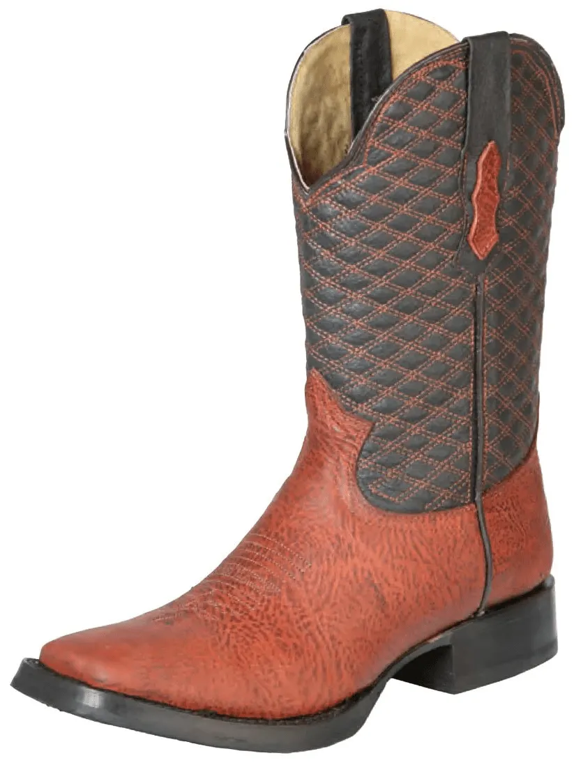 Men's Genuine Leather Shoulder Classic Western Cowboy Boots 'Buffalo & Bull' 126240