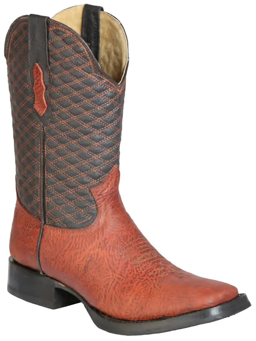 Men's Genuine Leather Shoulder Classic Western Cowboy Boots 'Buffalo & Bull' 126240