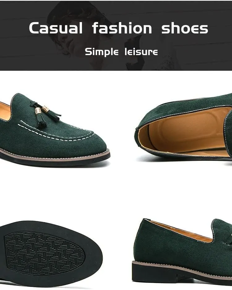 Men's Genuine Leather Suede Shoes,Handmade Mens Casual Loafers Moccasins Slip on Driving Shoes