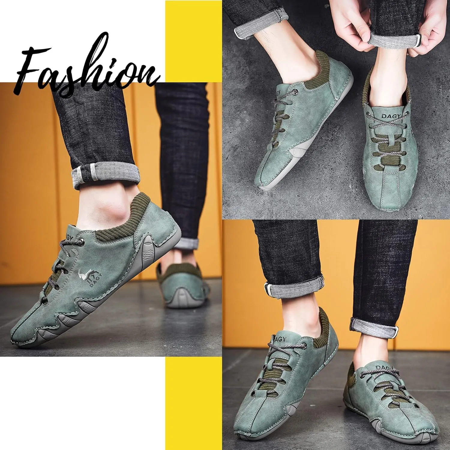 Men's Italian Handmade Suede Lace-Up Sneakers,Outdoor Casual Flats,Fashion Octopus Soft Sole Non-Slip Breathable Low-Cut Chukka Shoes