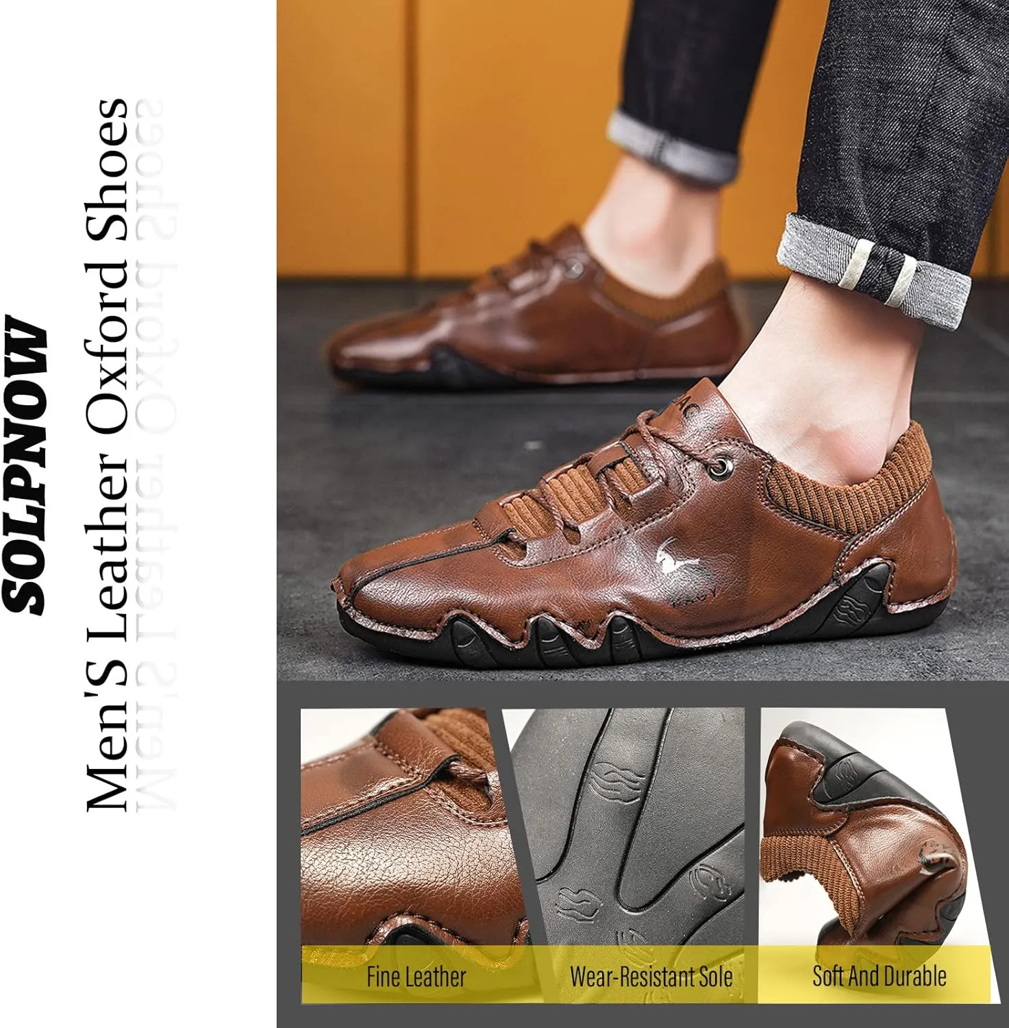 Men's Italian Handmade Suede Lace-Up Sneakers,Outdoor Casual Flats,Fashion Octopus Soft Sole Non-Slip Breathable Low-Cut Chukka Shoes