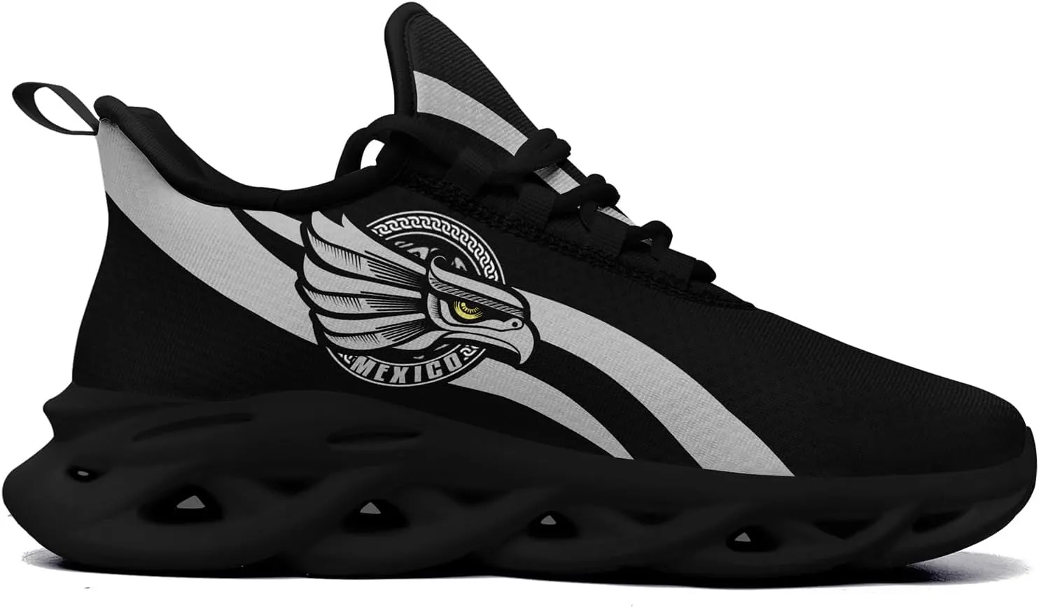 Men's Mexico Flag Running Shoes Lightweight Athletic Sneakers with Patriotic Mexican Eagle Comfortable Sports Shoes for Women