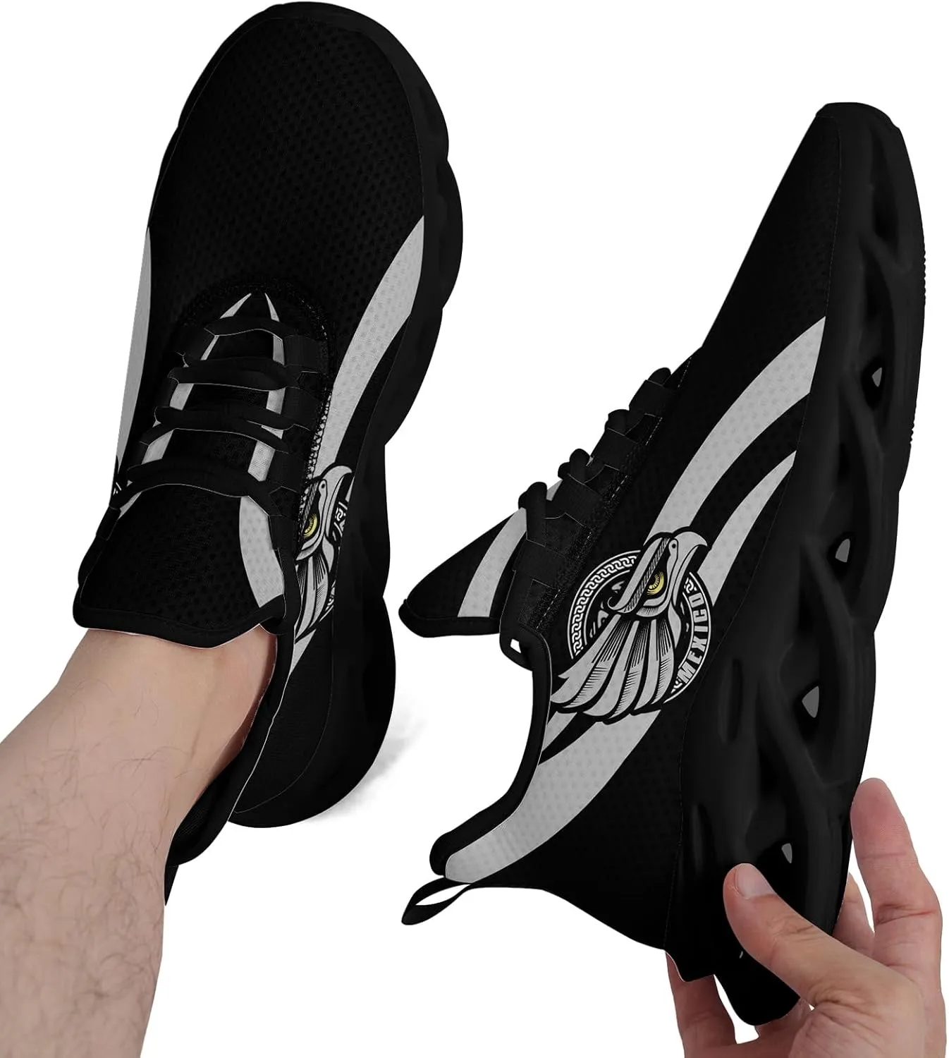 Men's Mexico Flag Running Shoes Lightweight Athletic Sneakers with Patriotic Mexican Eagle Comfortable Sports Shoes for Women