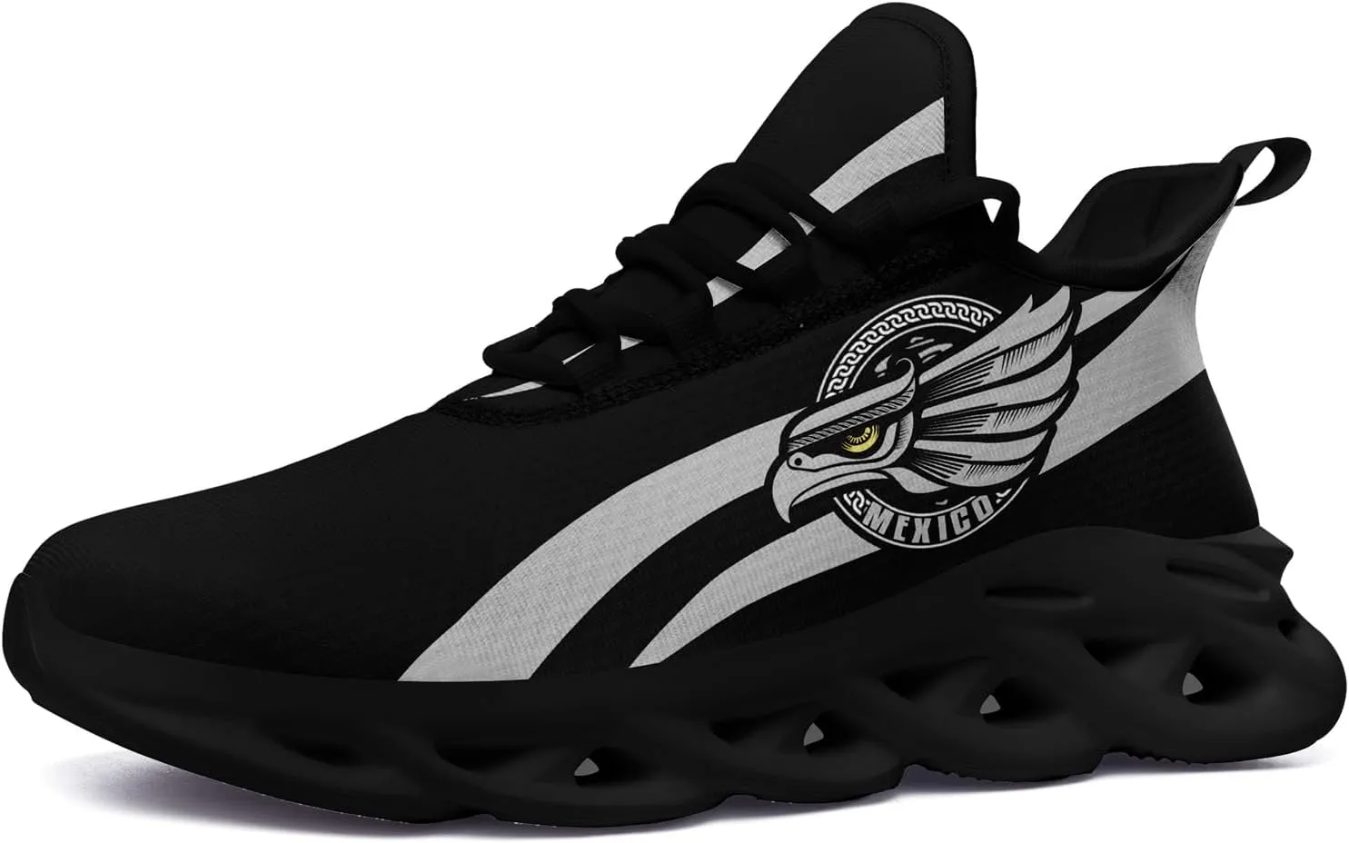 Men's Mexico Flag Running Shoes Lightweight Athletic Sneakers with Patriotic Mexican Eagle Comfortable Sports Shoes for Women