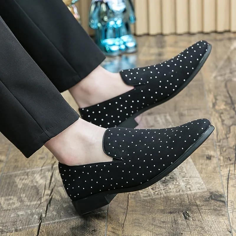 Men's Noble Suede Loafers Shoes Slip-on Dress Shoes with Gold Rivet Party Dancing Shoes for Party Wedding Prom PlusSize 38-47
