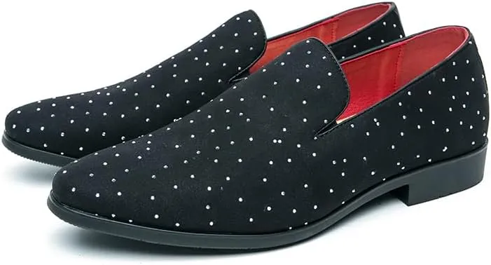 Men's Noble Suede Loafers Shoes Slip-on Dress Shoes with Gold Rivet Party Dancing Shoes for Party Wedding Prom PlusSize 38-47