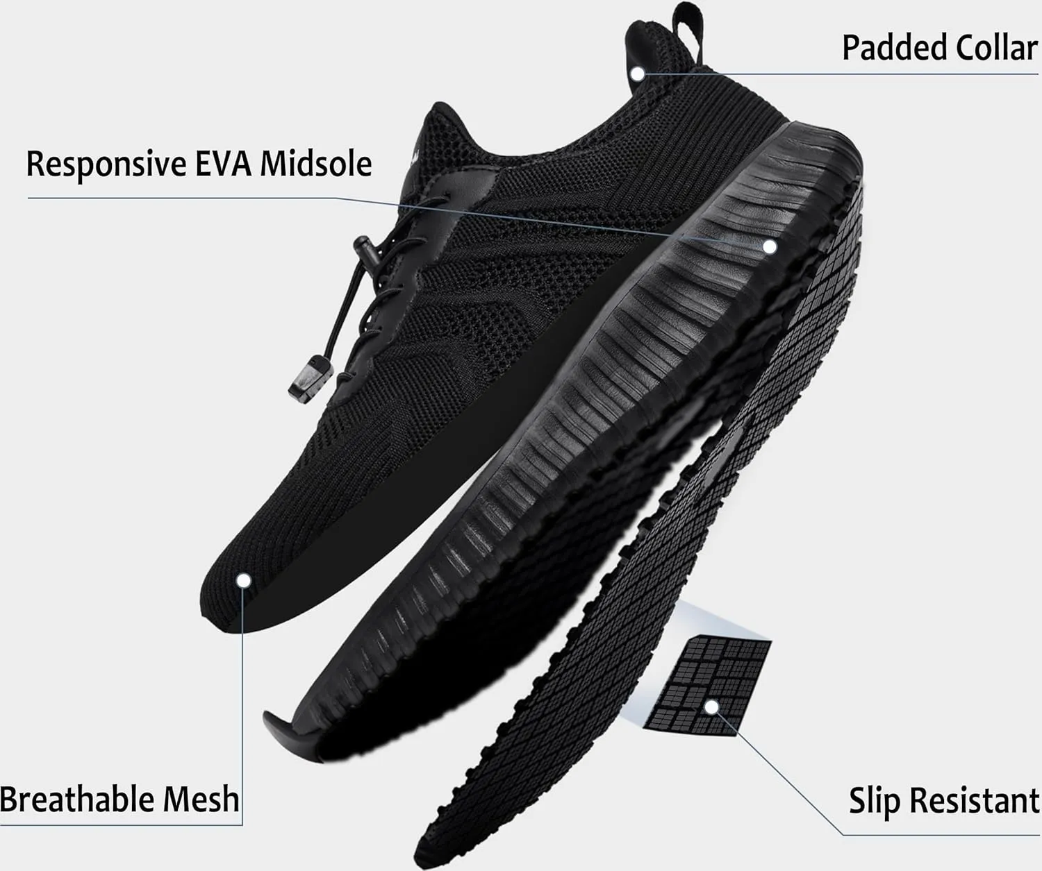 Men's Non-Slip Work Shoes | Water-Resistant Slip-On Walking Sneakers | Lightweight & Durable | Perfect for Food Service, Kitchen, and Chef Use