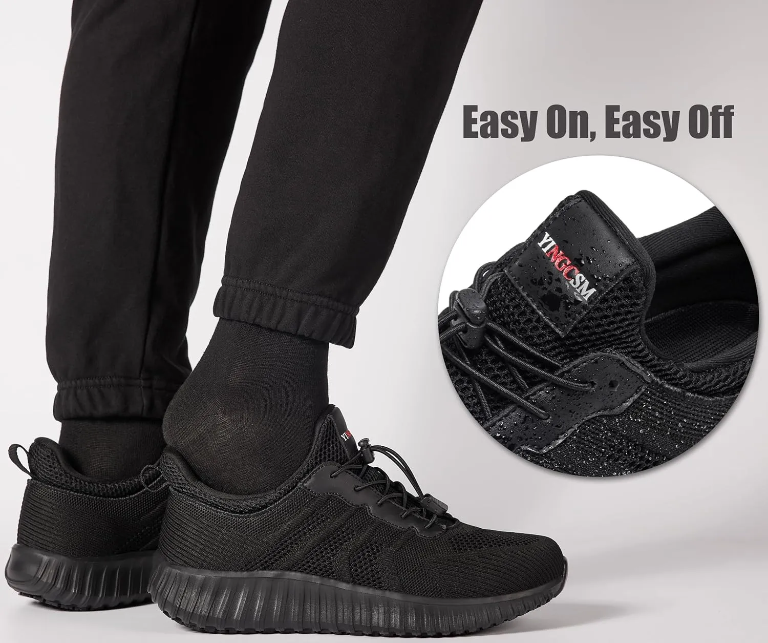 Men's Non-Slip Work Shoes | Water-Resistant Slip-On Walking Sneakers | Lightweight & Durable | Perfect for Food Service, Kitchen, and Chef Use