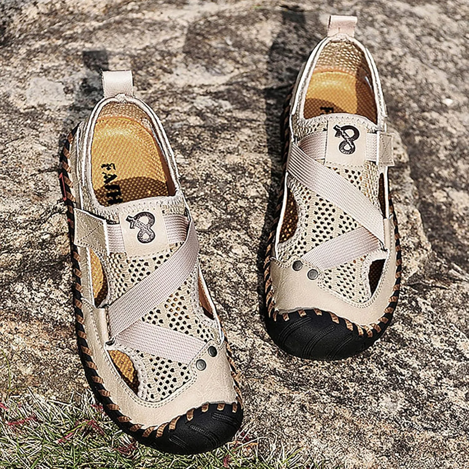 Men's Sandals 2024 New Summer Sandals For Men's Breathable Korean Edition Slip On Cowhide Beach Leather Shoes