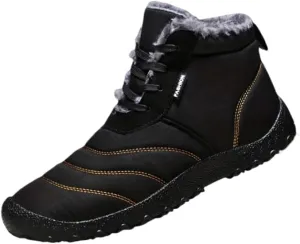 Men's Snow Boots, Winter Thermal Shoes, Windproof Hiking Boots with Fuzzy Lining