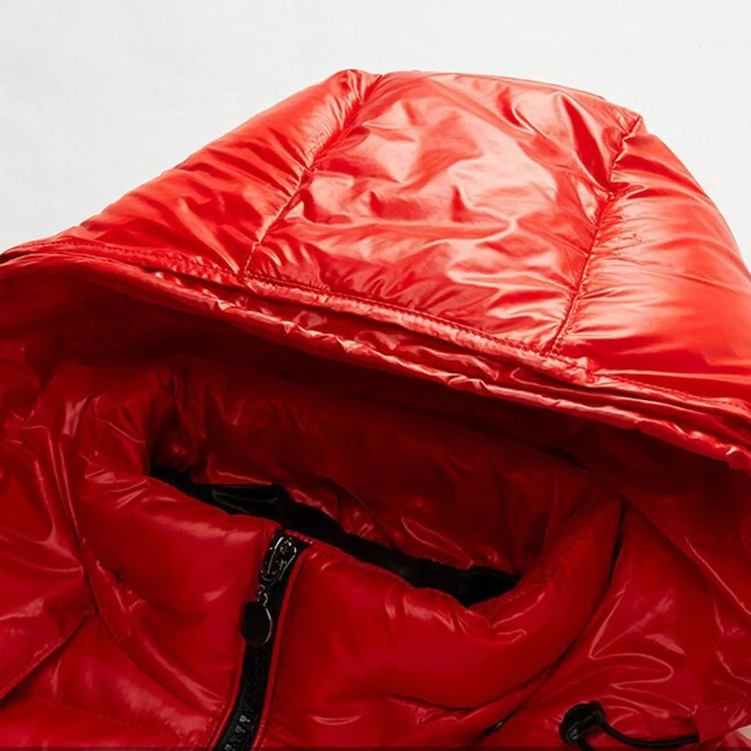 Men's Thermal Shiny Hooded Down Coat Casual Windproof Puffer Jacket Bubble Puffy Ski Parka with Hood