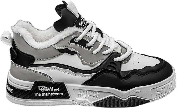 Men's Trendy Skateboard Sneakers - Versatile, Retro Style with Warm Fleece Lining for Fall/Winter | Casual & Casual Attire