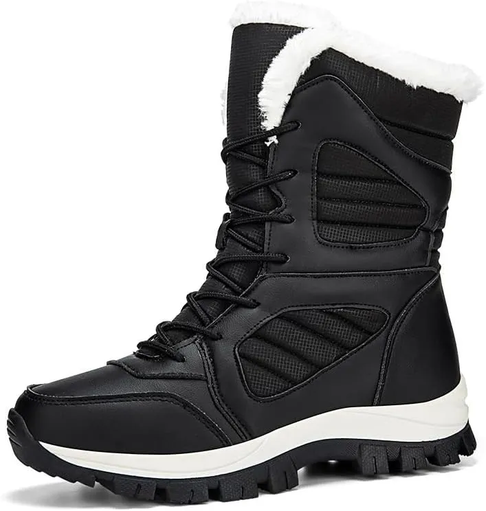 Men's winter snow boots, warm non slip waterproof lightweight outdoor ankle boots hiking boots walking shoes, full fur lined hiking backpack thermal boots