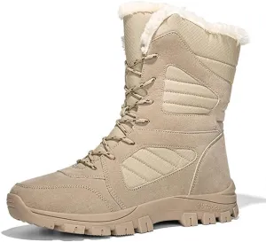 Men's winter snow boots, warm non slip waterproof lightweight outdoor ankle boots hiking boots walking shoes, full fur lined hiking backpack thermal boots