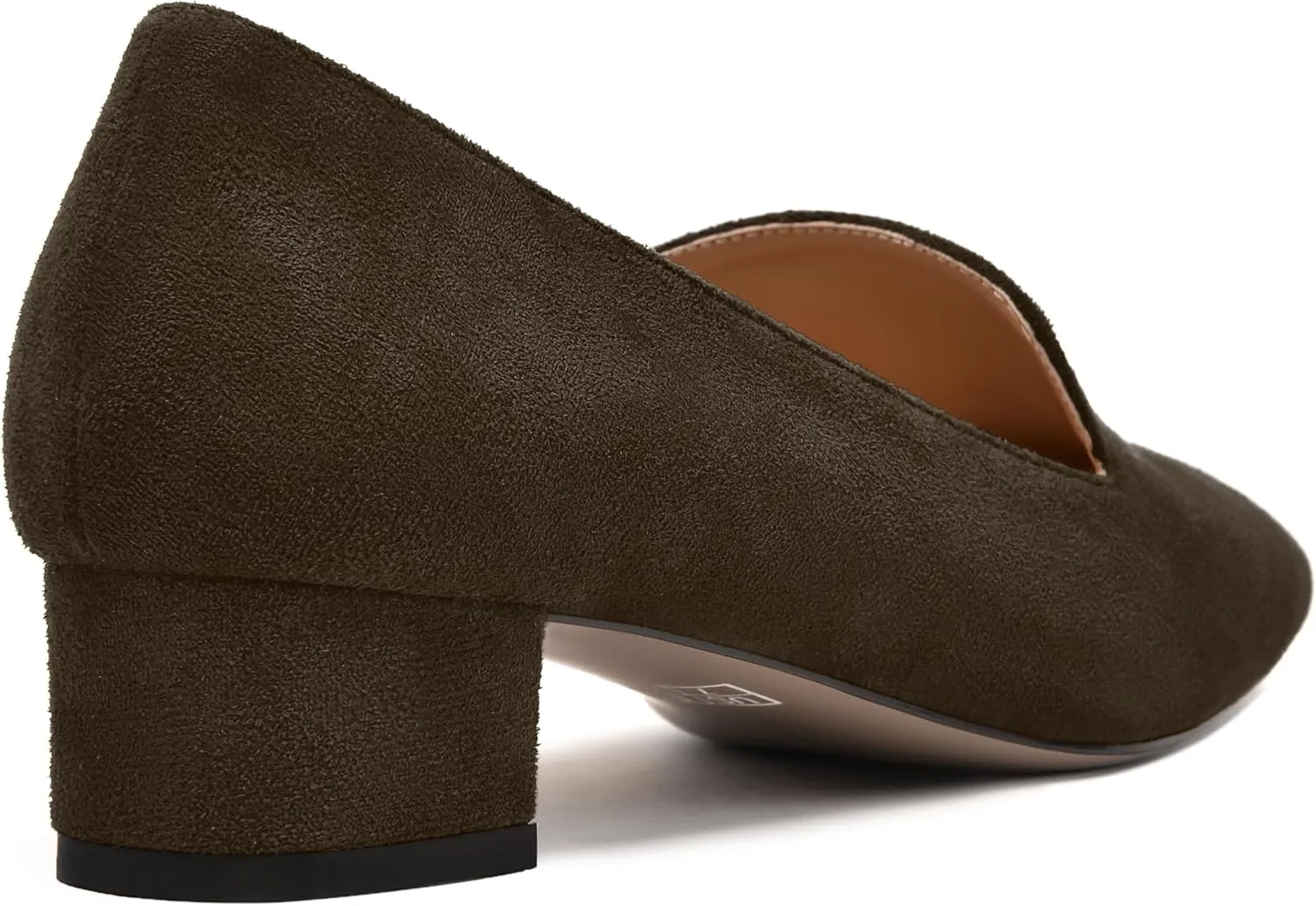 MERRORI Womens Square Toe Suede Casual Slip On Wedding Chunky Low Heel Loafers Shoes 1.5 Inch