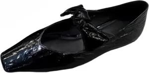 Metallic Style Mary Jane Flats for Women with Bow Elastic Bands Closed Square Toe Genuine Leather Shoes Low Heels and Low-Cut Comfort Casual Dressy Office Work