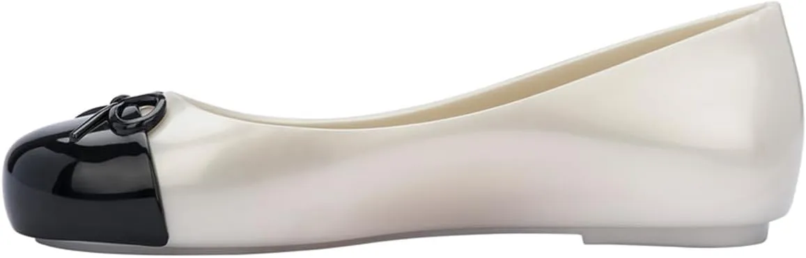mini melissa Sweet Love Cap Toe Ballet Flats for Big Kids - Jelly Shoes for Girls with Cute Bow, Toe Accent and Adjustable Straps