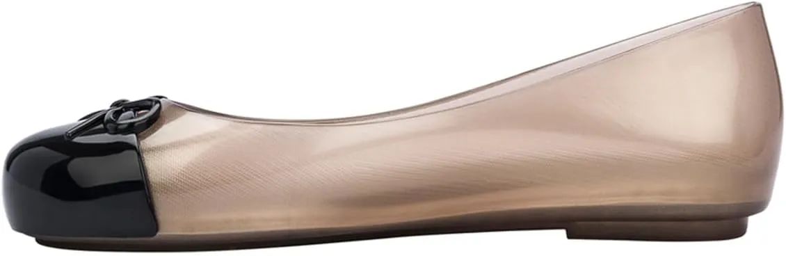mini melissa Sweet Love Cap Toe Ballet Flats for Big Kids - Jelly Shoes for Girls with Cute Bow, Toe Accent and Adjustable Straps