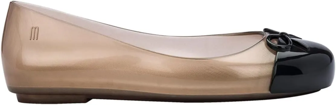 mini melissa Sweet Love Cap Toe Ballet Flats for Big Kids - Jelly Shoes for Girls with Cute Bow, Toe Accent and Adjustable Straps
