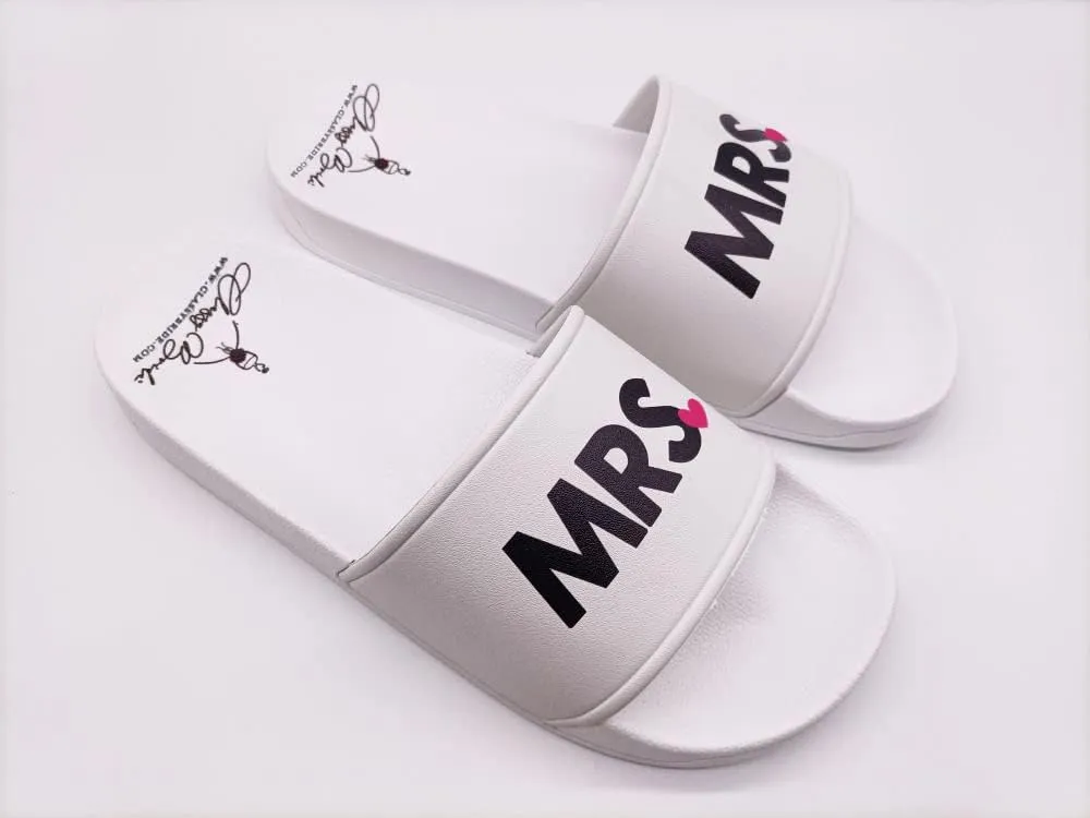 Mrs. Wedding Slides, Bride Sandals, Bride and Groom Slides
