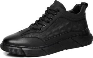 Myallfeet Men's Pattern Versatile Sports Shoes Fashion Anti-Skid Low Top Lace Up Walking Shoes Casual Formal Cowhide Sneakers