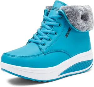 Myallfeet Women's Thermal Fur Lined Thick Sole Rocker Shoes Fashionable, Comfortable, Non-Slip, Warm Winter Sneakers Cotton Thickened Snow Boots
