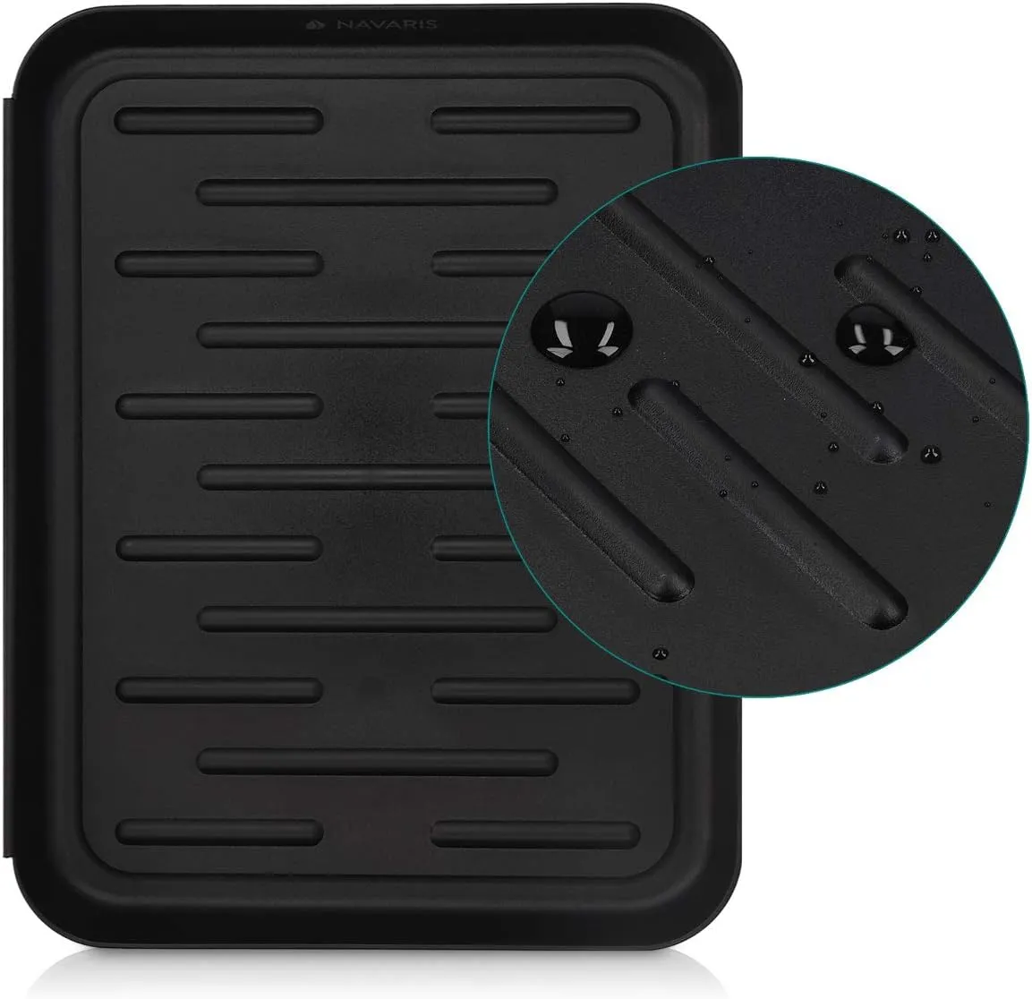 Navaris Set of 3 Shoe Drip Trays - Multi-Purpose Boot Tray for Rain Boots, Winter Boots, Sneakers - Indoor and Outdoor Use in All Seasons - Black, S