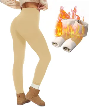 NexiEpoch Fleece Lined Leggings Women - Thermal Thick Winter Warm High Waisted Tummy Control Soft Pants for Snow Cold