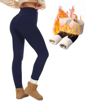 NexiEpoch Fleece Lined Leggings Women - Thermal Thick Winter Warm High Waisted Tummy Control Soft Pants for Snow Cold