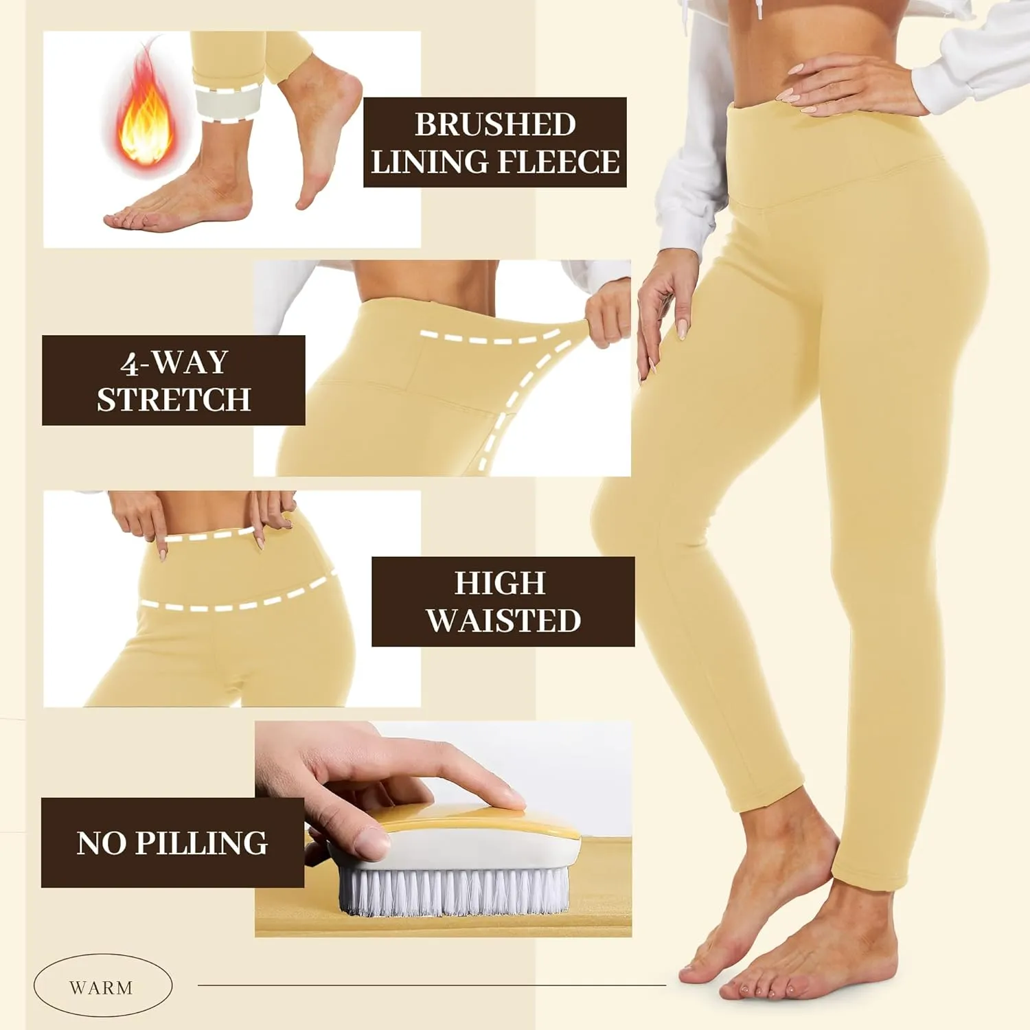NexiEpoch Fleece Lined Leggings Women - Thermal Thick Winter Warm High Waisted Tummy Control Soft Pants for Snow Cold