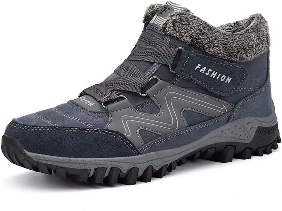 Nobrandd Women's Winter Thermal Villi Leather Platform Fashion high top Boots Navy