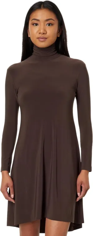 Norma Kamali Women's Long Sleeve Turtle Swing Dress
