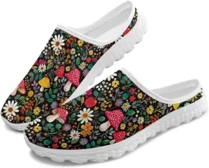 Novelty Mushrooms Women's Slip On Mule Sneakers Anti-Slip Walking Shoes with Elastic Thick Sole for Outdoor Indoor