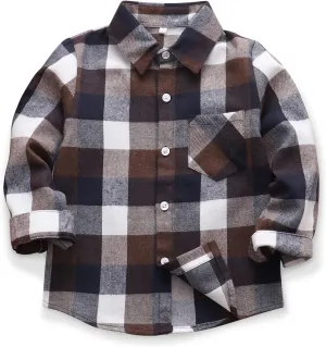 OCHENTA Little Big Boys Girls & Mens Plaid Flannel Shirt Button Down Family Matching Outfits