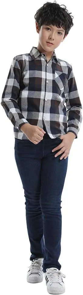 OCHENTA Little Big Boys Girls & Mens Plaid Flannel Shirt Button Down Family Matching Outfits