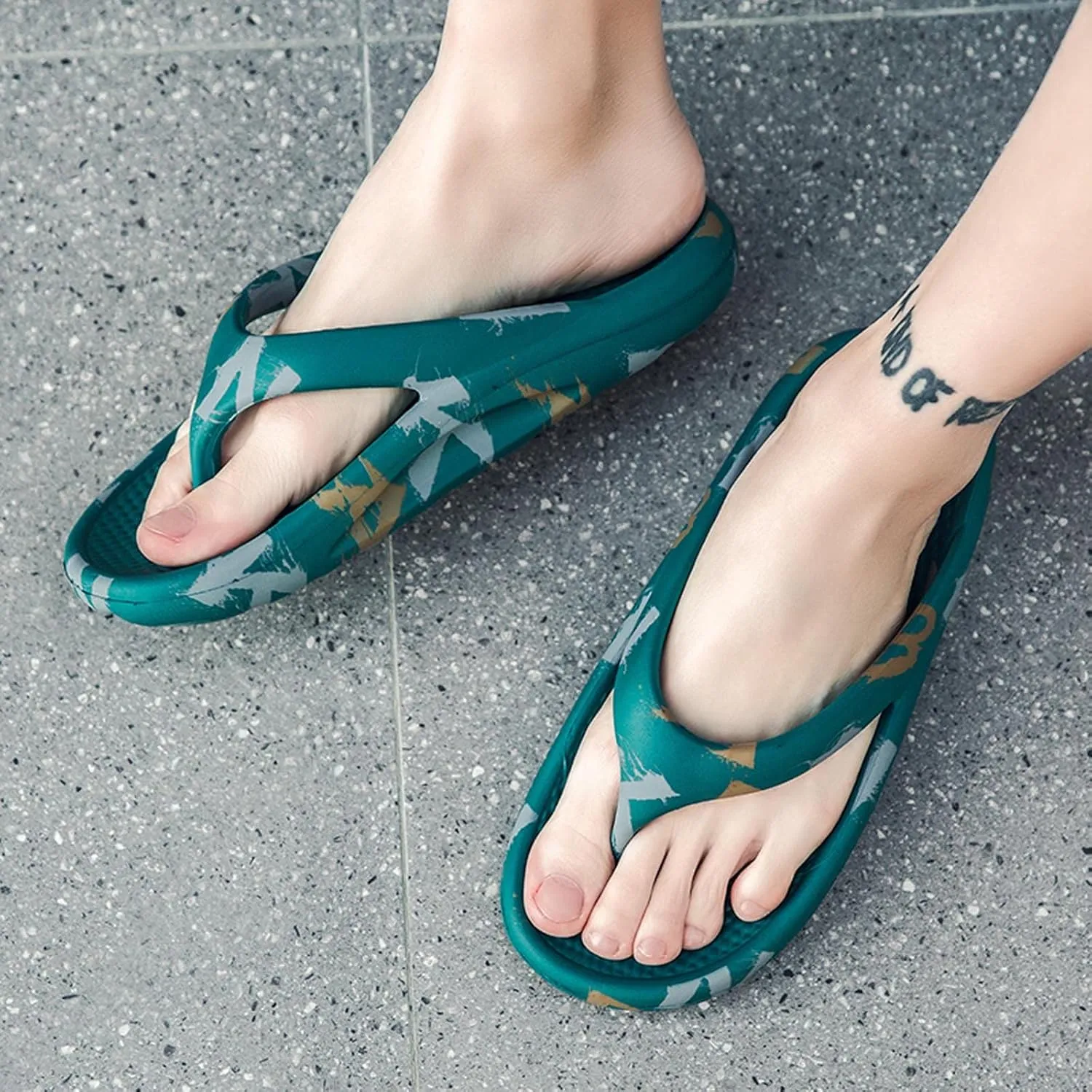 oiangi Couple Orthotic Flip Flops Women Men Sandals Arch Support Thong Clip Toe Platform Slippers Casual Beach Shoes Slides