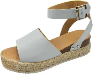 oiangi Sandals Women Espadrilles Wedge Sandal Summer Fashion Ankle Straps Buckle Flatform Shoes Dressy Comfy Open Toe Beach Shoes Business Casual Shoes