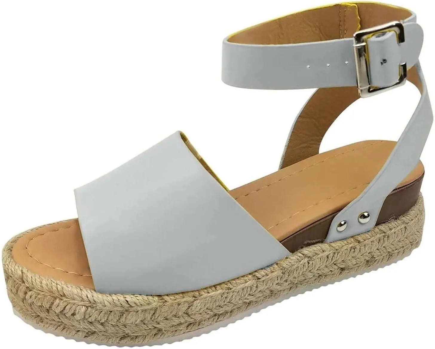 oiangi Sandals Women Espadrilles Wedge Sandal Summer Fashion Ankle Straps Buckle Flatform Shoes Dressy Comfy Open Toe Beach Shoes Business Casual Shoes