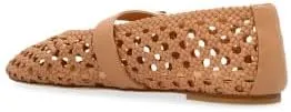OMLISHZTY Women's Woven Ballet Flats with Gold Buckle Strap - Round Toe Versatile Slip-Ons for Dressy & Casual Occasions