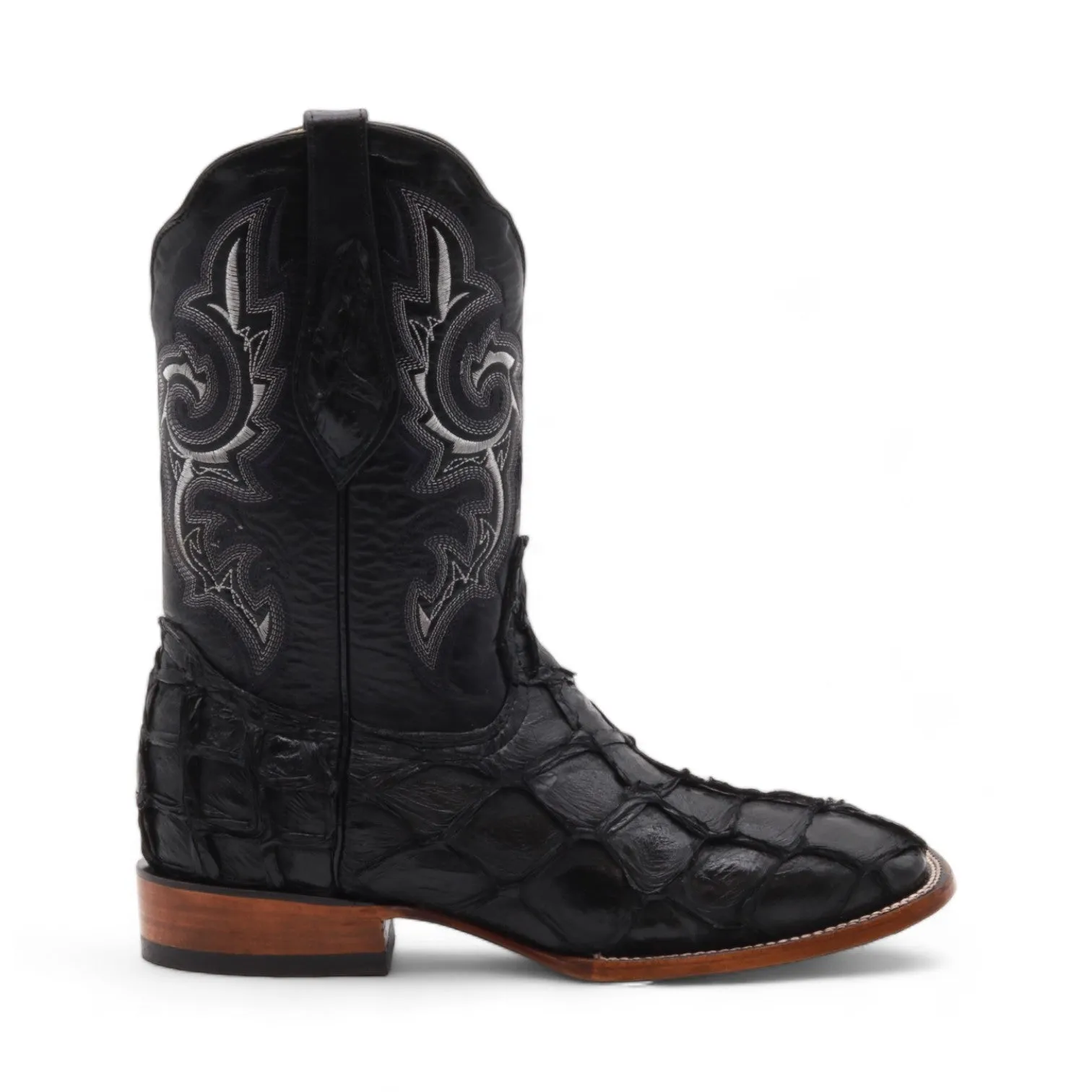 Orson Men's Black Pirarucu Exotic Leather Boots