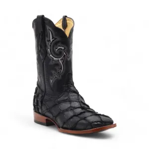 Orson Men's Black Pirarucu Exotic Leather Boots