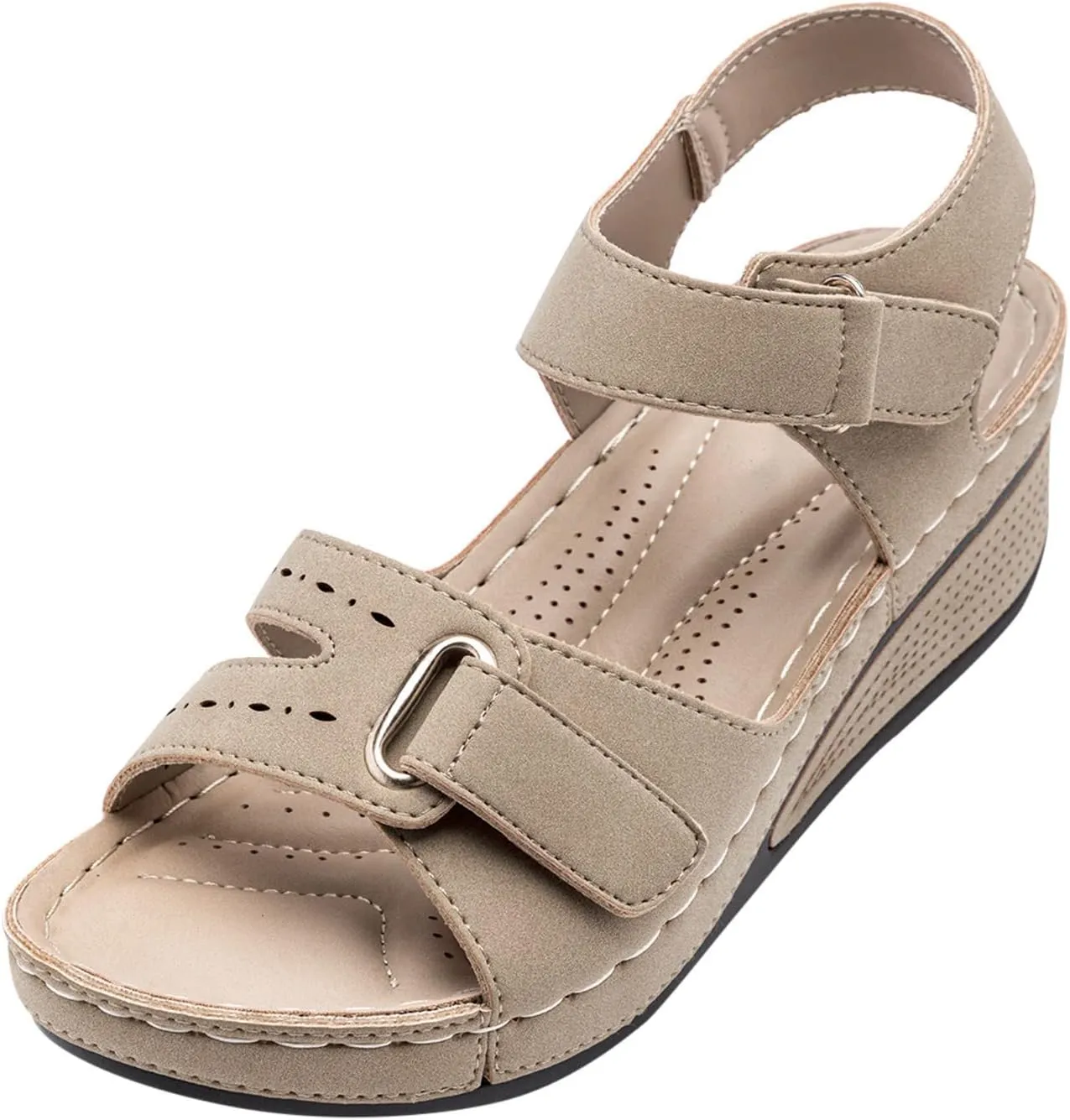 Orthopedic Wedge Sandals for Women 2025 Summer Dressy Open Toe Strap Platform Wedge Sandals Casual Strappy Slip on Sandals Summer Comfortable Outdoor Shoes Beach Boho Vacation